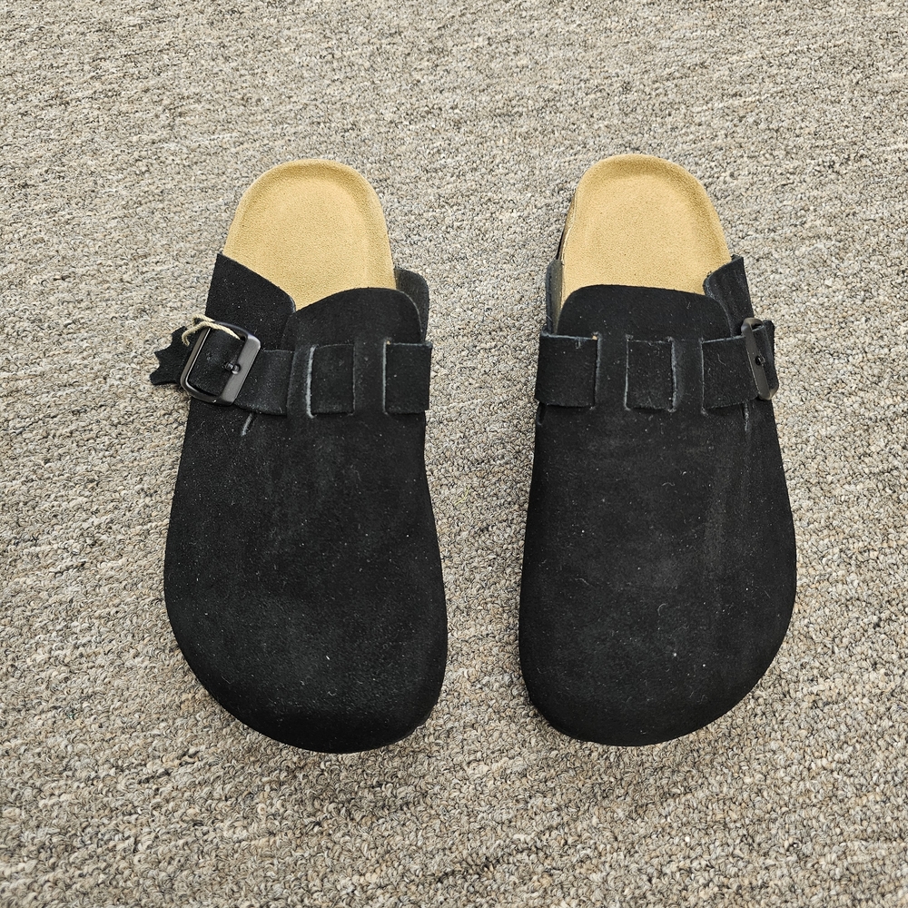 Unisex Adjustable Black Suede Slip-On Clogs New W/Tags 8W - Picture 2 of 2
